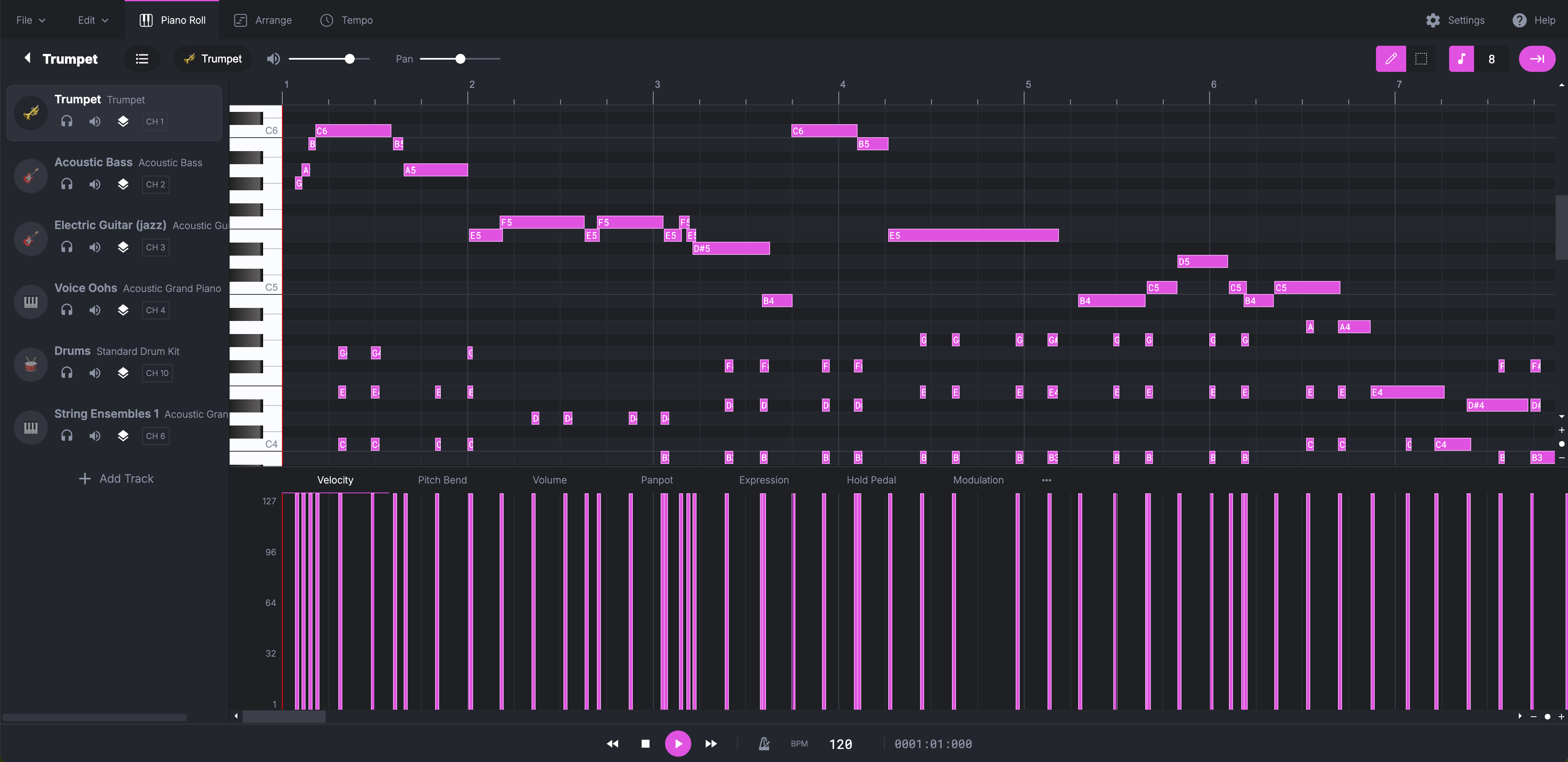 MIDI Editor Interface